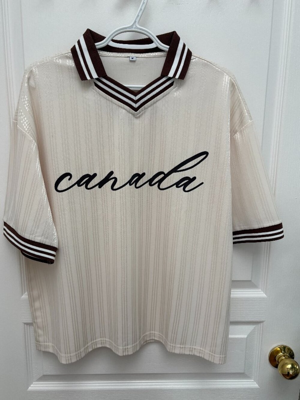 Women's Canada Top Brown and Beige/Ivory Size Medium